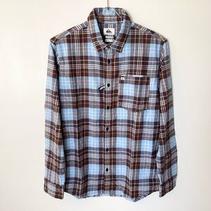 NWT Quiksilver Banchor Long Sleeve Plaid Flannel Button Up Shirt - Brown/Blue S